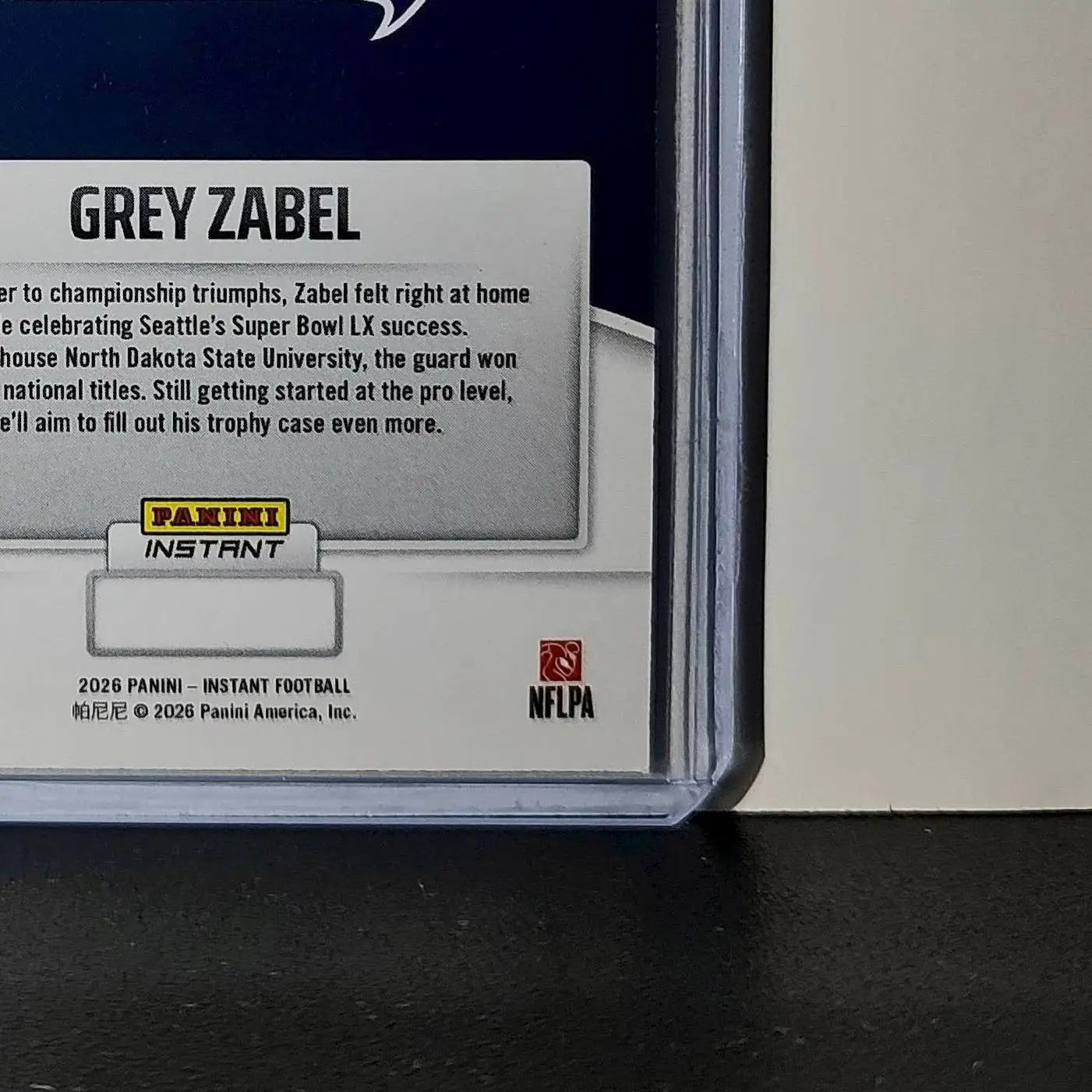 Grey Zabel Rookie 2026 Panini NFL Super Bowl LIX Champions #12 Card Seahawks - Football Card Single