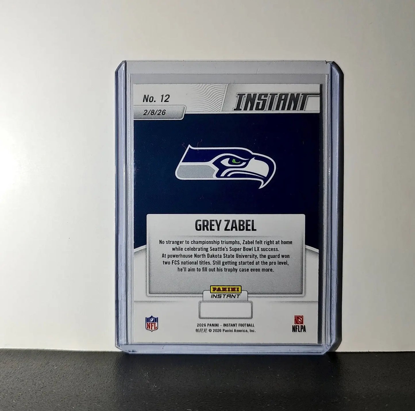 Grey Zabel Rookie 2026 Panini NFL Super Bowl LIX Champions #12 Card Seahawks - Football Card Single