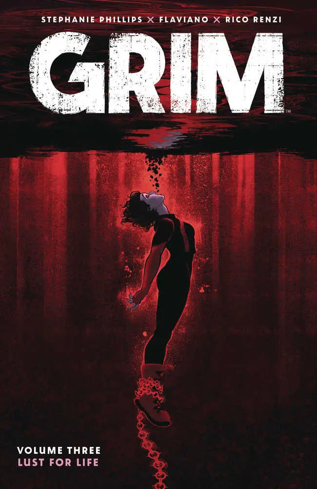 Grim Volume Three Lust for Life book cover with dark silhouette and red background