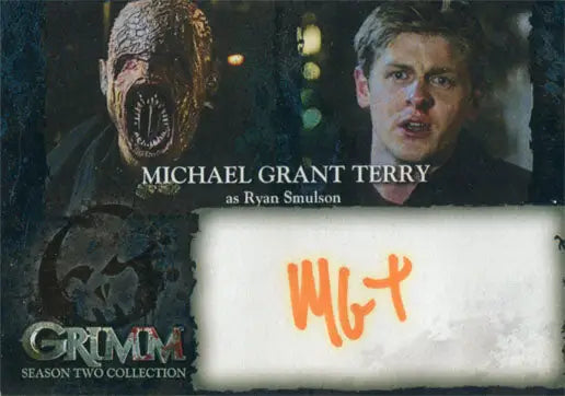 Grimm Season 2 trading card featuring Ryan Smulson’s autograph and a monstrous creature