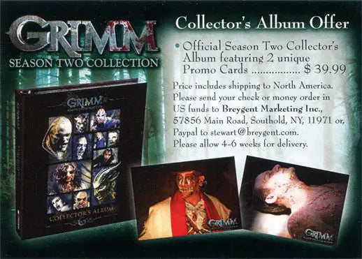 Collector’s album offer for Grimm Season 2 with exclusive promo cards and trading cards