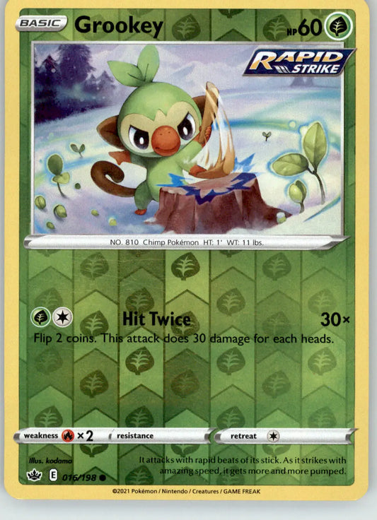 Grookey - Chilling Reign - 016/198 - Reverse Holo LP Pokemon - Pokémon Card Single