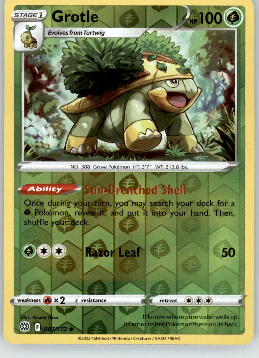 Grotle - Brilliant Stars - 007/172 - Reverse Holo LP Pokemon - Pokémon Card Single