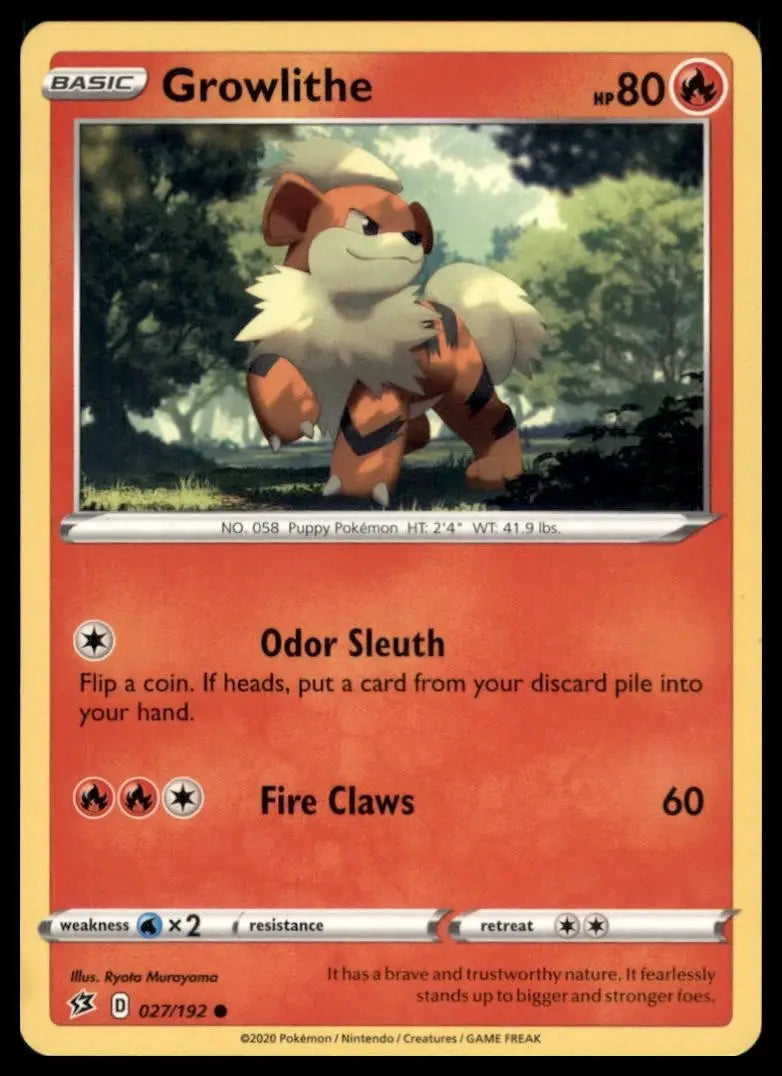 Growlithe 027/192 Swsh02: Rebel Clash Regular Pokemon - Pokémon Card Single