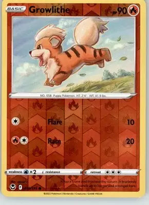 Growlithe - Silver Tempest - 019/195 - Reverse Holo LP Pokemon - Pokémon Card Single