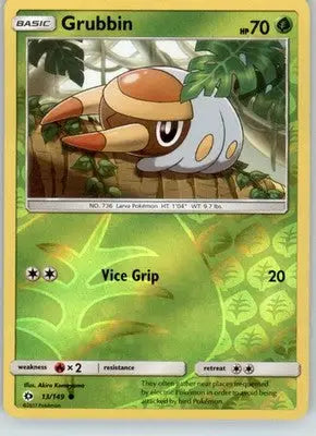 Grubbin - SM Base Set - 13/149 - Reverse Holo LP - Pokémon Card Single