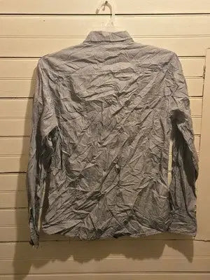 Guess Button Up Shirt Mens L Long Sleeve Chest Pocket Light Gray Utility Casual - Apparel