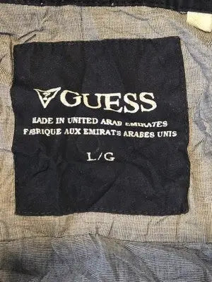 Guess Button Up Shirt Mens L Long Sleeve Chest Pocket Light Gray Utility Casual - Apparel