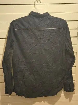 GUESS Shirt Mens M Black Long Sleeve Snap Button Casual Logo Shirt Chest Pockets - Apparel