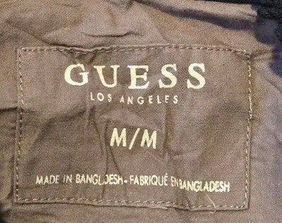 GUESS Shirt Mens M Black Long Sleeve Snap Button Casual Logo Shirt Chest Pockets - Apparel