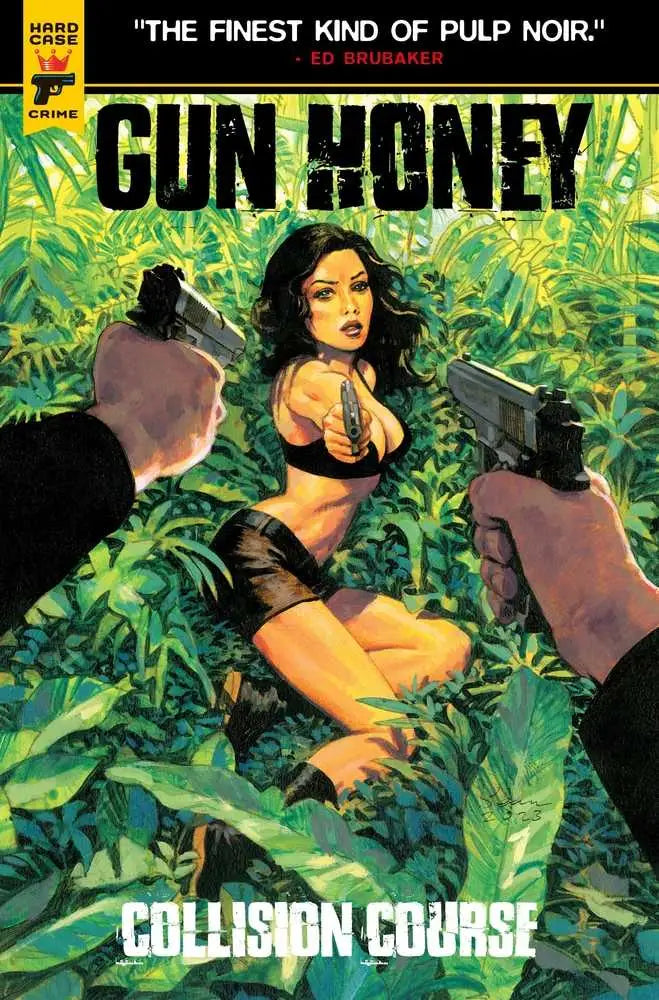Gun Honey Collision Course #1 cover featuring Joanna Tan in noir-style foliage art