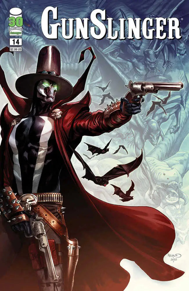 Masked Gunslinger in red cape with pistols in supernatural scene for Gunslinger Spawn #14
