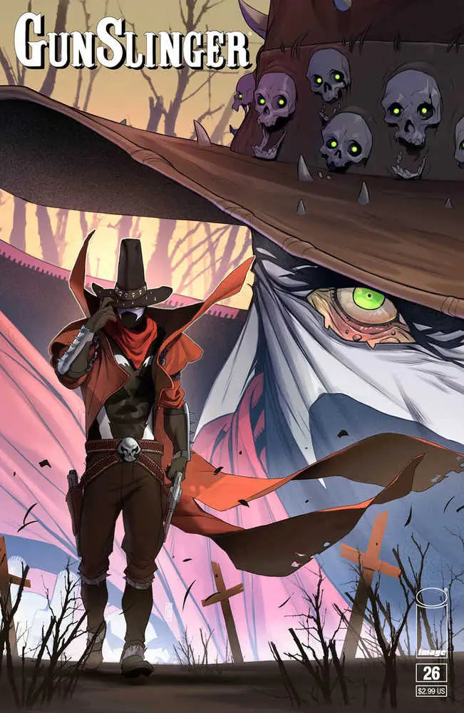 Menacing Gunslinger with glowing eyes featured in Gunslinger Spawn #26 Cover B variant collectible