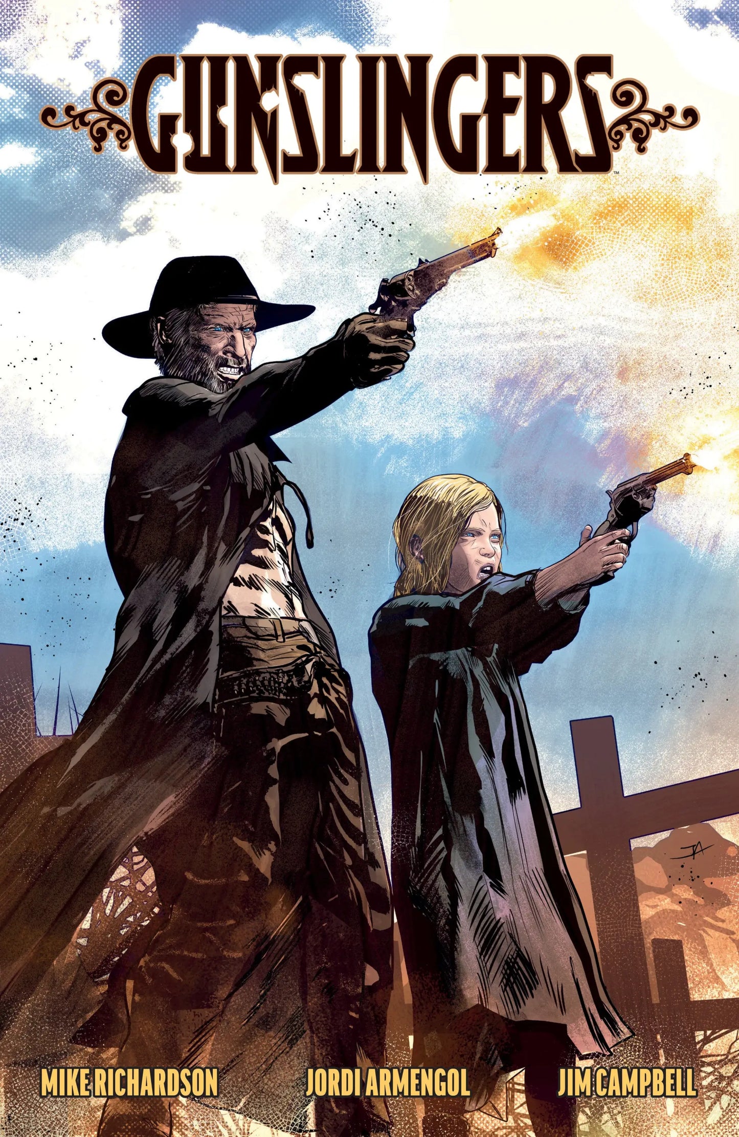 Comic book cover for Gunslingers TP featuring Ethan Fuller in a Western adventure scene