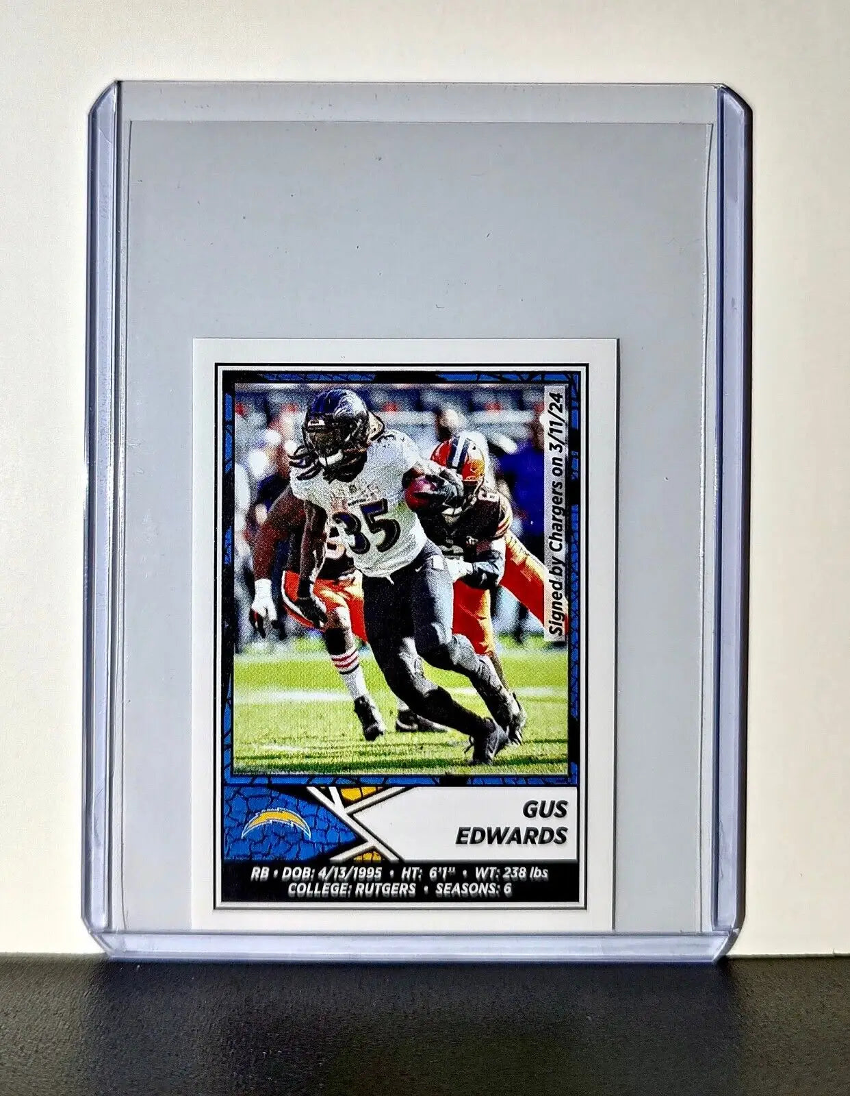 Gus Edwards 2024 Panini NFL Sticker #284 Los Angeles Chargers - Football Card Single