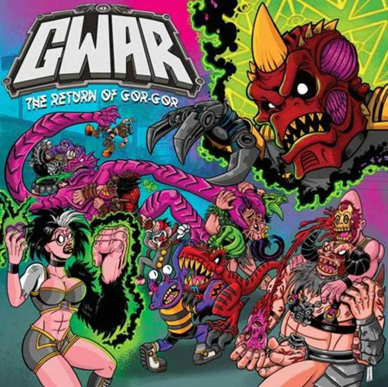 Colorful chaotic graphic novel cover with monstrous characters for Gwar The Return Of Gor Gor TPB