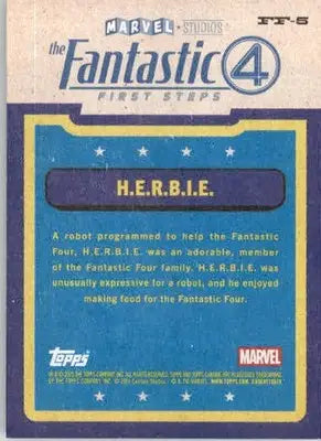 H.E.R.B.I.E. - 2025 Topps Chrome Marvel - #FF-5 - Fantastic Four: First Steps - Marvel Card Single