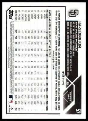 Ha-Seong Kim 2023 Topps #57 San Diego Padres - Baseball Card Single
