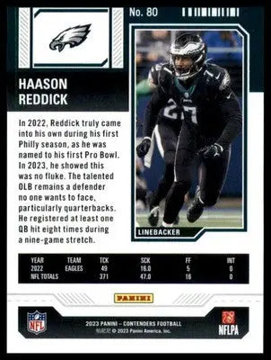 Haason Reddick 2023 Panini Contenders #80 Philadelphia Eagles