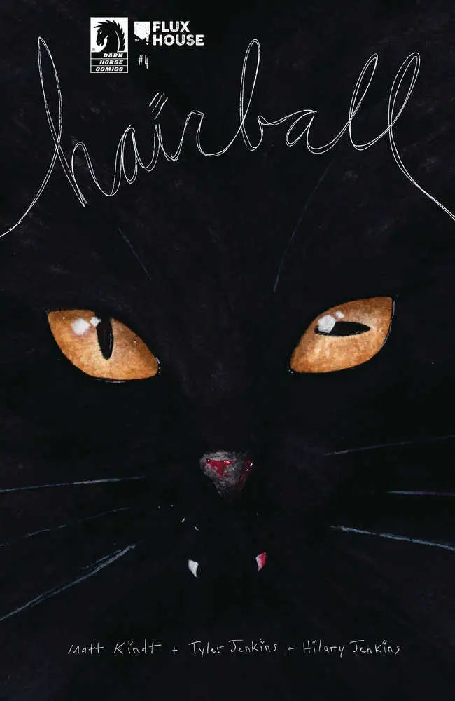 Minimalist feline portrait of amber cat eyes, featured in Hairball #4 Cover B trading cards