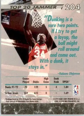 Hakeem Olajuwon - 1992-93 Ultra - #204 - Basketball - Basketball Card Single