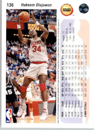 Hakeem Olajuwon - 1992-93 Upper Deck - #136 - Basketball - Basketball Card Single