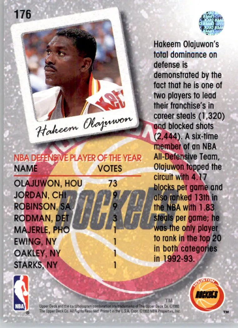 Hakeem Olajuwon - 1993-94 Upper Deck - #176 - Basketball - Basketball Card Single