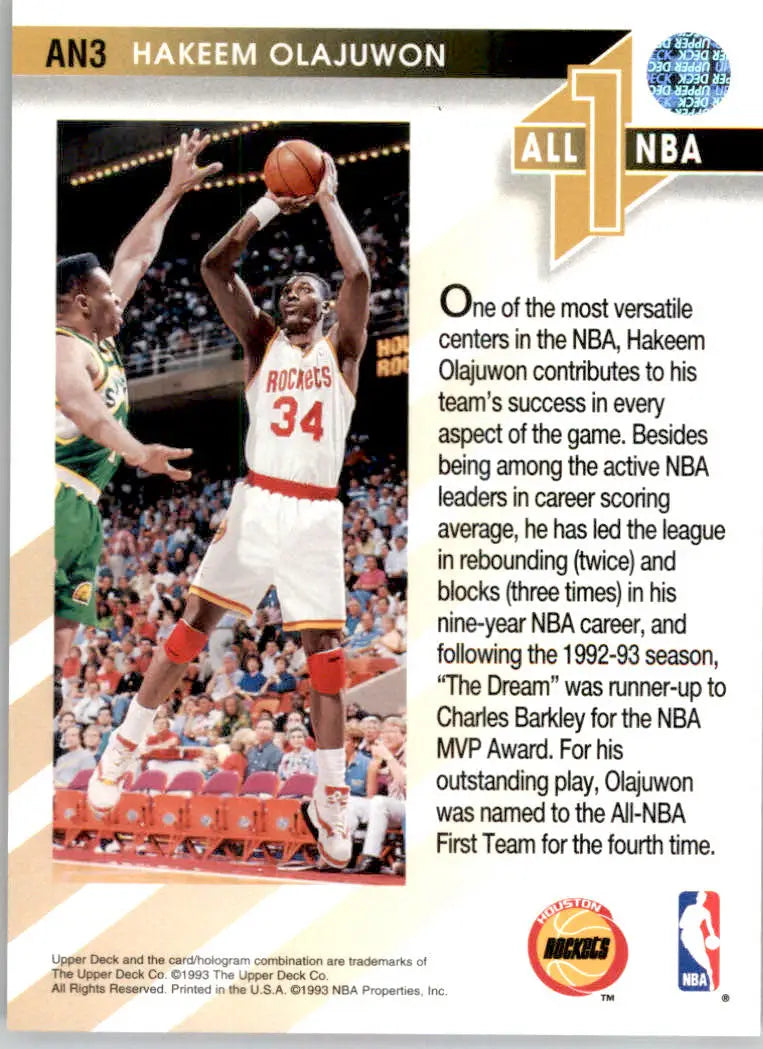 Hakeem Olajuwon - 1993-94 Upper Deck - #AN3 - All-NBA Basketball - Basketball Card Single