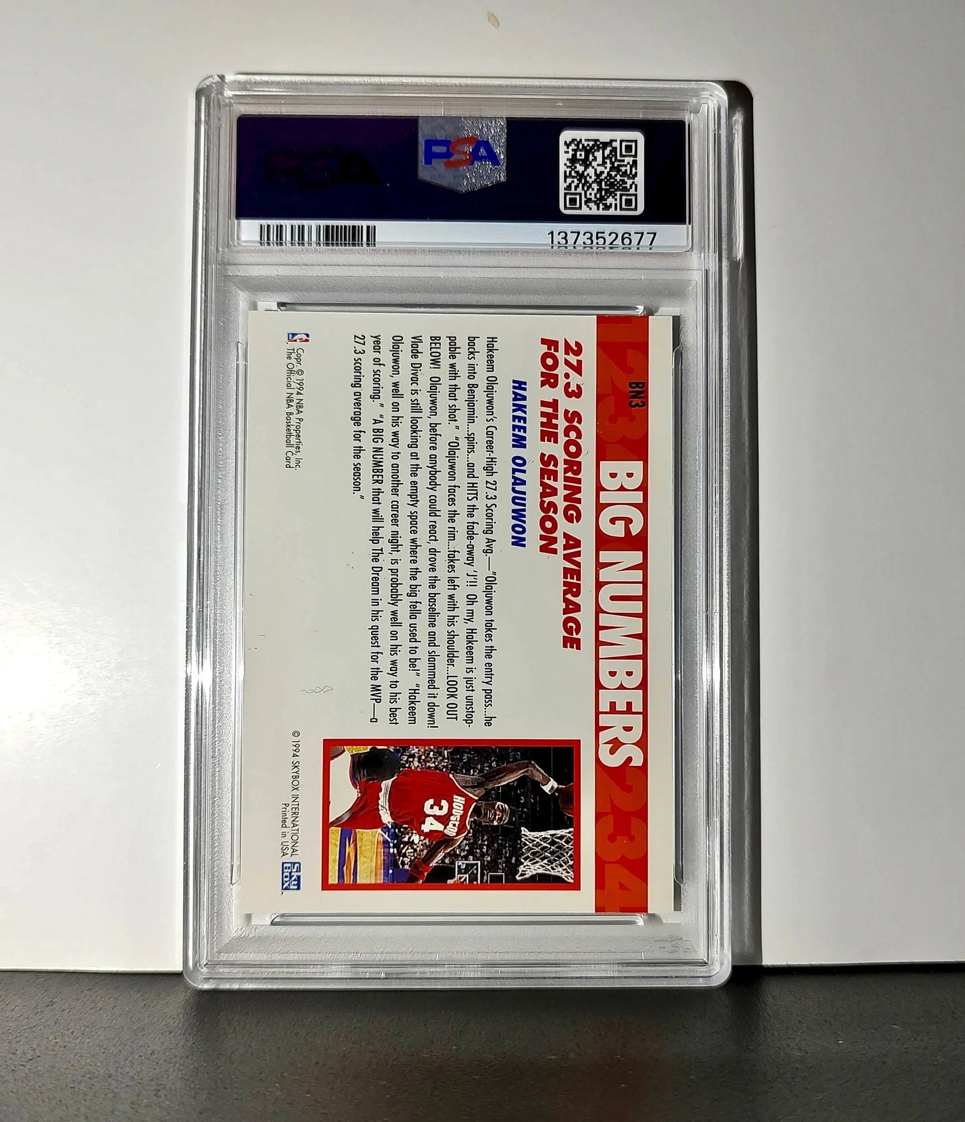 Hakeem Olajuwon 1994 NBA Hoops Big Numbers #BN3 Rainbow PSA 7 NM