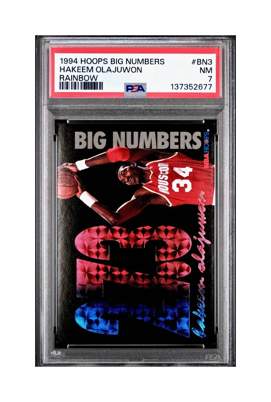 Hakeem Olajuwon 1994 NBA Hoops Big Numbers #BN3 Rainbow PSA 7 NM