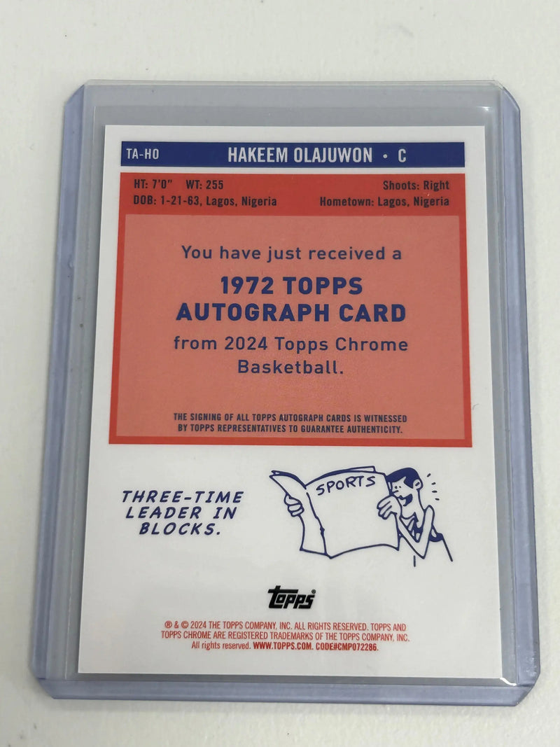 Hakeem Olajuwon 2023 Topps Chrome 1972 Gold Refractor Auto #18/50 - Basketball Card Single