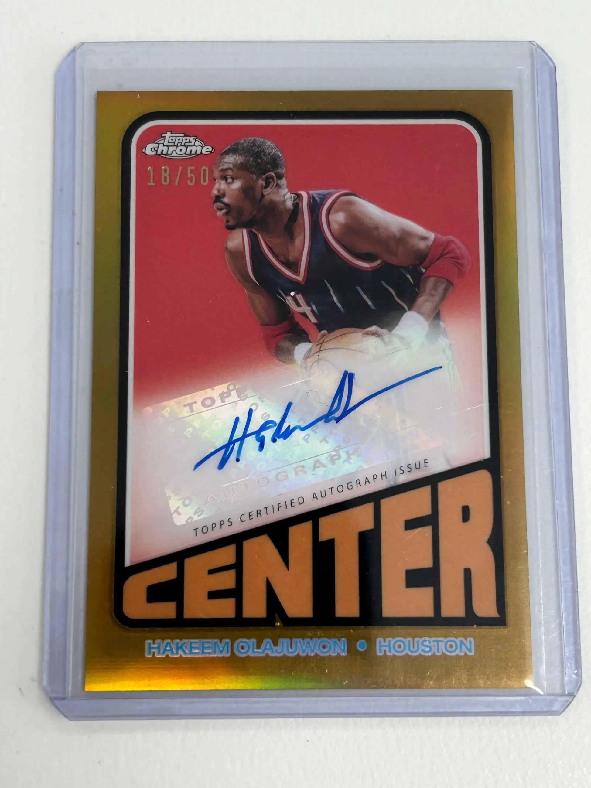 Hakeem Olajuwon 2023 Topps Chrome 1972 Gold Refractor Auto #18/50 - Basketball Card Single