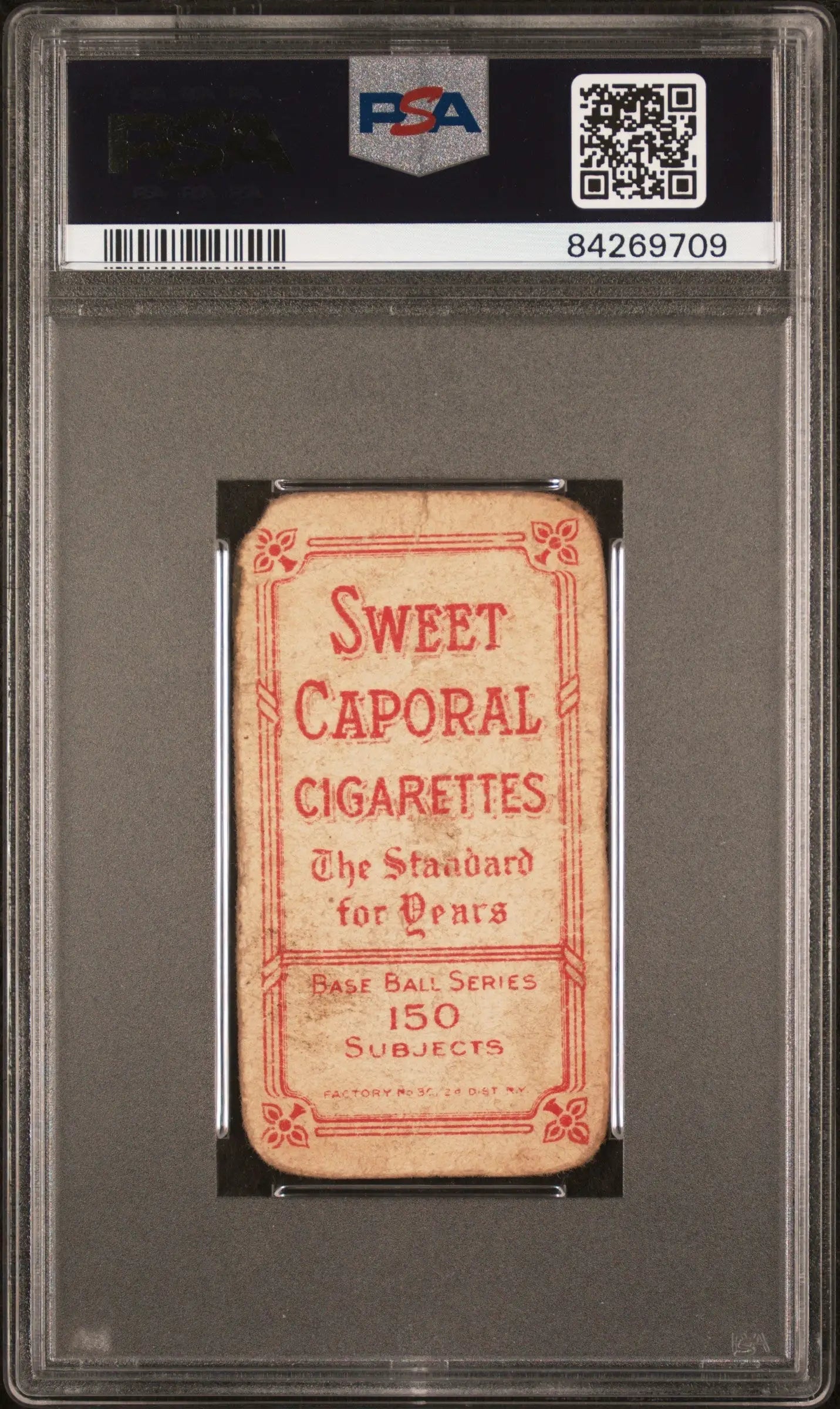Vintage Hal Chase T206 Sweet Caporal 150/30 Throwing White Cap in PSA 1 holder