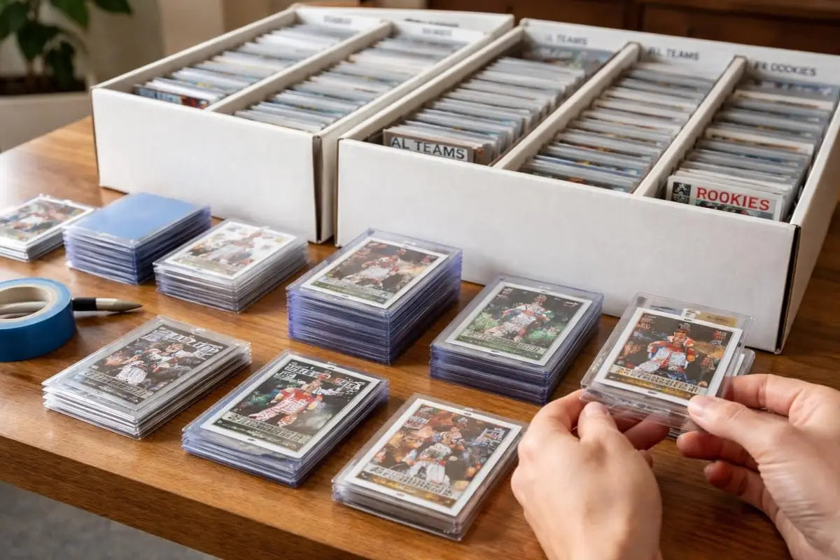 Hand holding penny sleeve with vibrant baseball card