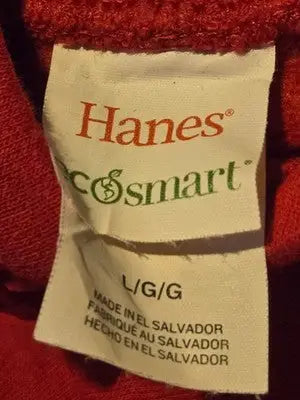 Hanes Hoodie Mens L EcoSmart Red Pullover Hooded Sweatshirt Kangaroo Pocket - Apparel