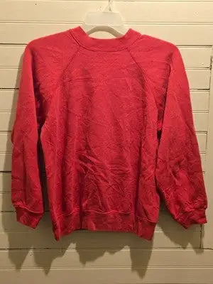 Hanes Sweatshirt Unisex L Red Teddy Bear Applique Crewneck Pullover Vintage Cozy - Apparel