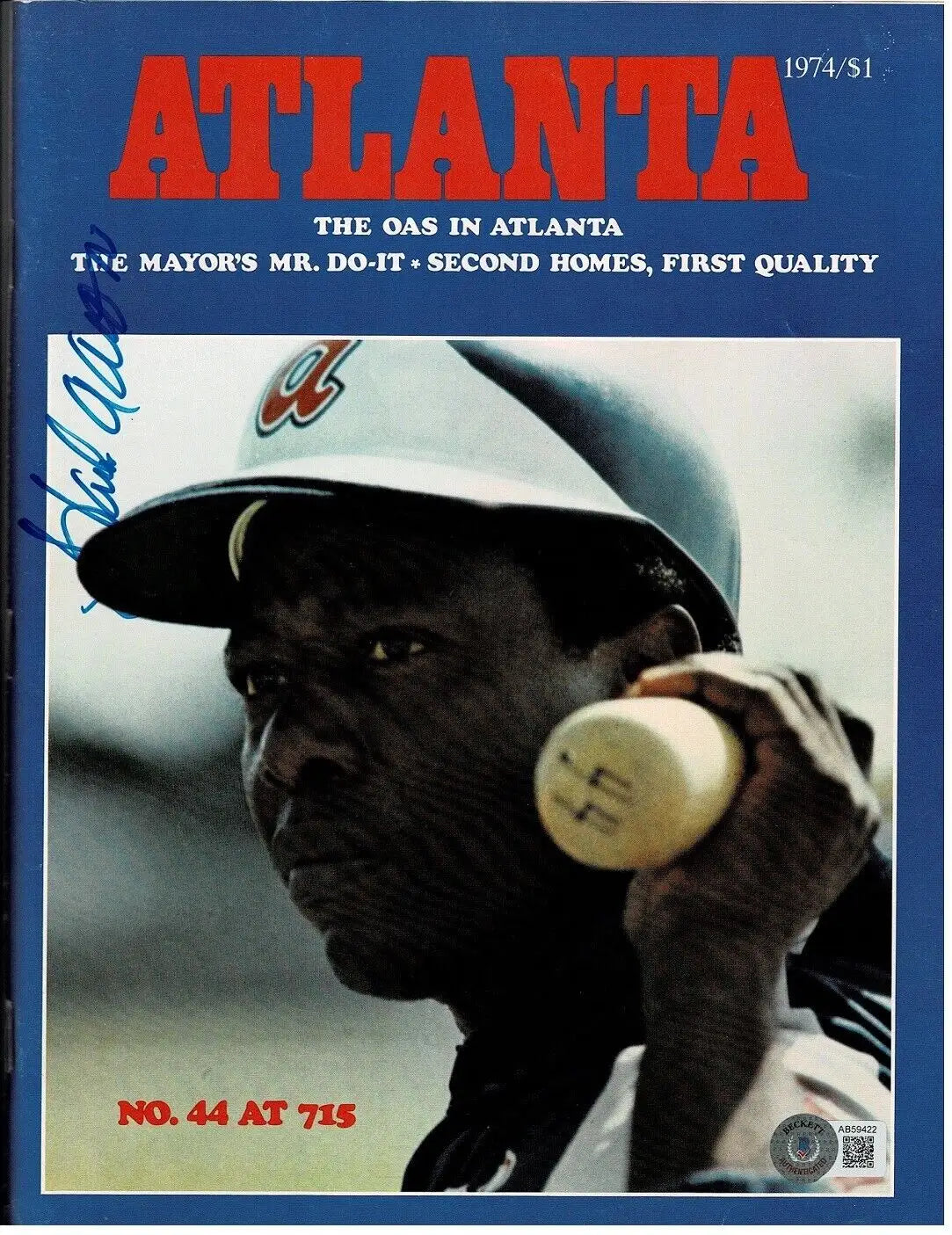 Hank Aaron autographed Atlanta Magazine BAS authentic signature item for collectors