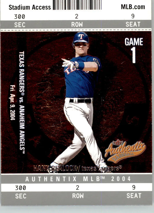 Hank Blalock - 2004 Fleer Authentix - #99 - Baseball - Baseball Card Single