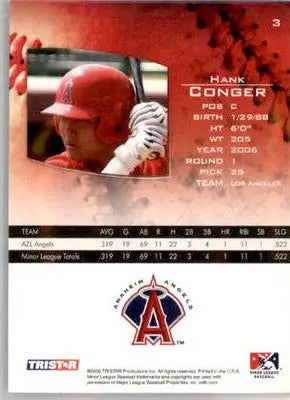 Hank Conger - 2006 TriStar Prospects Plus - #3 - AUTO Baseball - Baseball Card Single