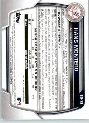 Hans Montero - 2023 Bowman Draft - #BD-12 - Baseball - Baseball Card Single