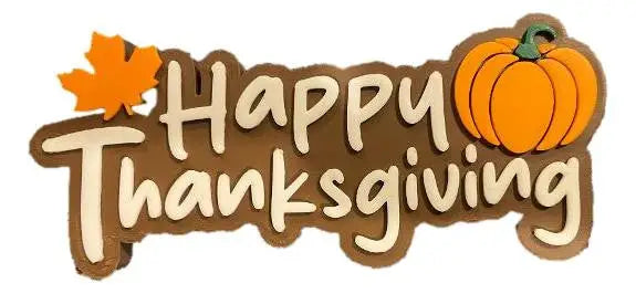 Happy Thanksgiving” Sign – Handcrafted Fall Decor with Pumpkin & Maple Leaf - Other