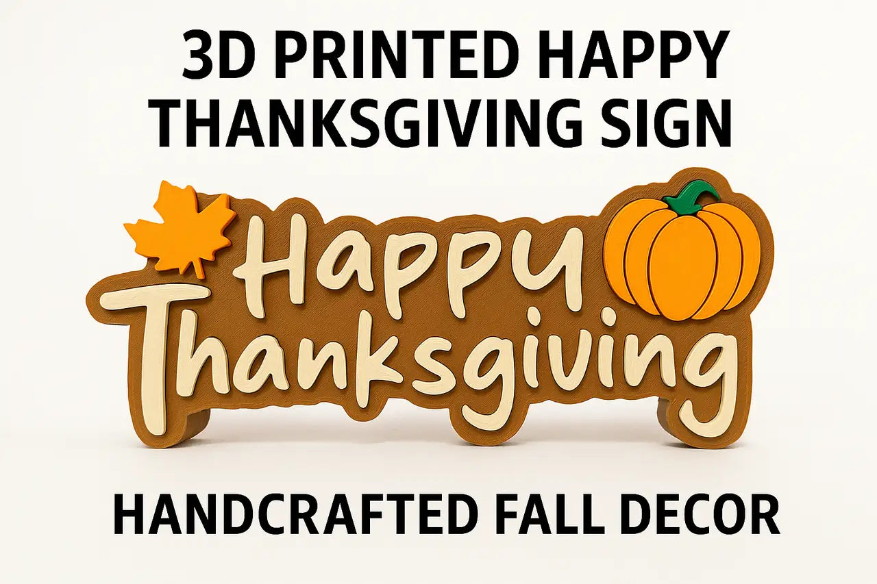 Happy Thanksgiving” Sign – Handcrafted Fall Decor with Pumpkin & Maple Leaf - Other