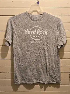 Hard Rock Hotel Shirt Mens L Gray Sioux City Short Sleeve Logo Tee Graphic - Apparel