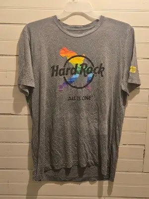 Hard Rock T-Shirt Mens XL Gray Orlando Rainbow Guitar All Is One Tee Charity - Apparel