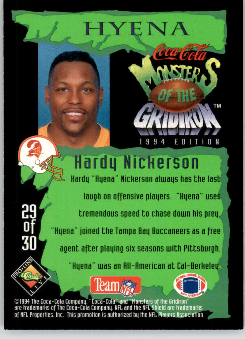 Hardy Nickerson - 1994 Coca-Cola Monsters of the Gridiron - #29 - Football - Football Card Single