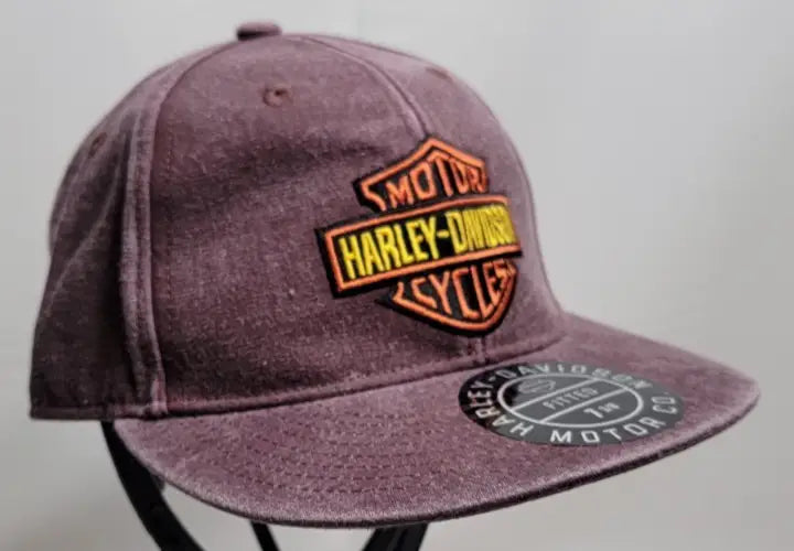 Faded purple Harley-Davidson woven cotton cap with embroidered Bar & Shield logo