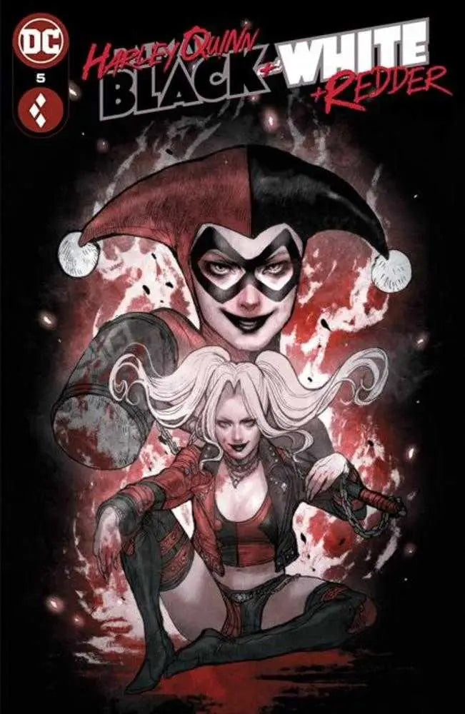 Harley Quinn comic book cover in red and black by Sana Takeda featuring jester motif