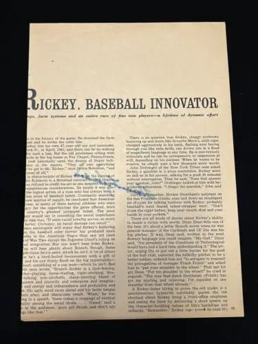 Vintage newspaper article showcasing Harmon Killebrew signed auto page 8x10 JSA COA