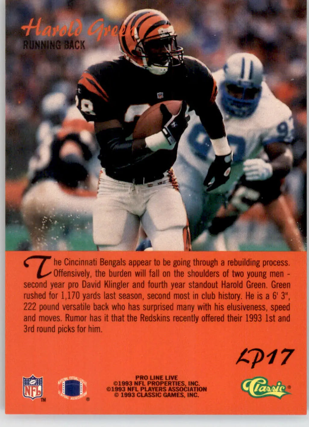 Harold Green - 1993 Pro Line Live - #LP17 - Limited Prints Football - Football Card Single