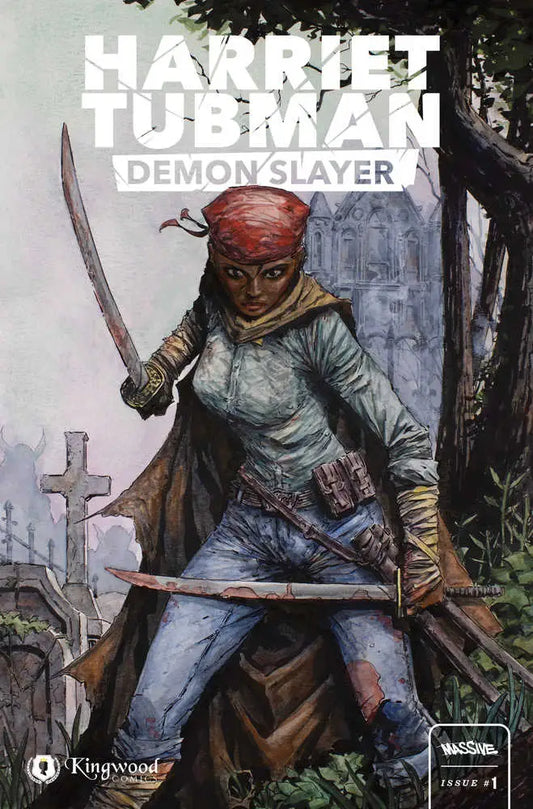 Cover artwork of Harriet Tubman in Demon Slayer #1 wielding a sword, ready for battle